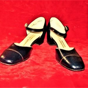 NOS JOSEPH LAROSE NAVY MARY JANE'S TRIMMED IN GOLD